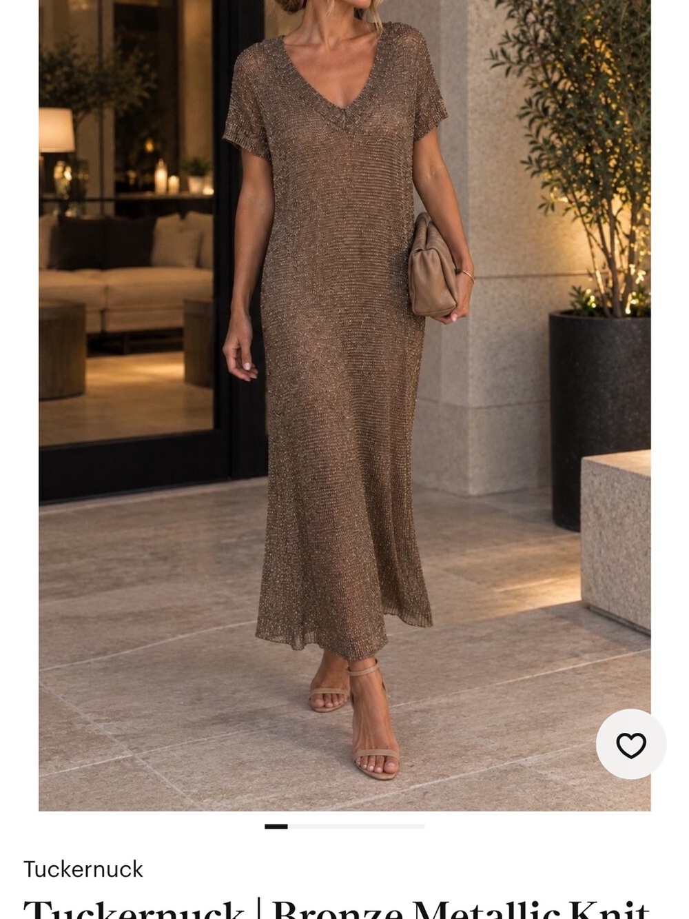 Tuckernuck Bronze Metallic V-Neck Maxi Dress